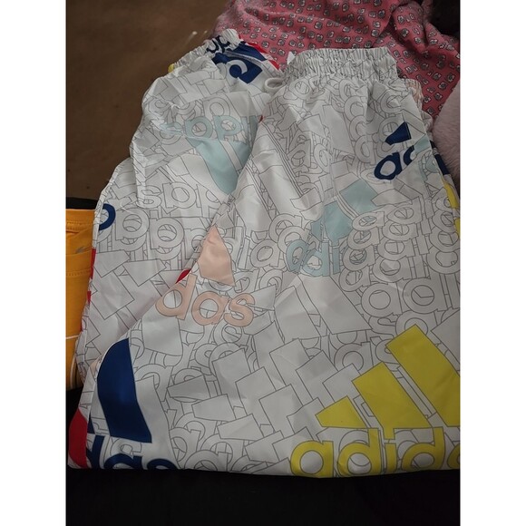 Adidas Multicolor All Over Logo Track Wind Nylon Pants Womens Size Small - Picture 2 of 6